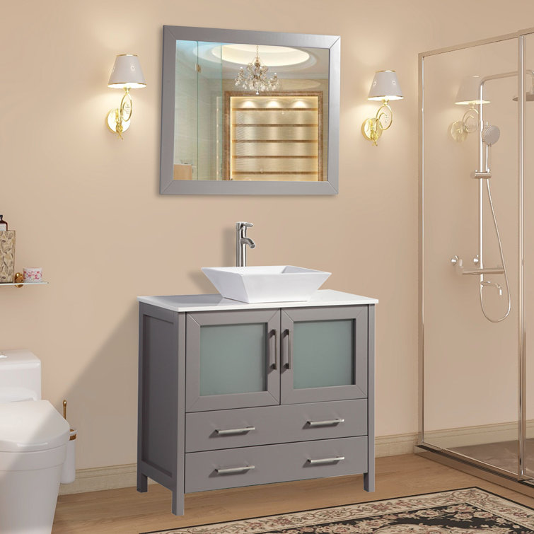 Wade Logan® Karson 35.8" Single Bathroom Vanity Set with Mirror